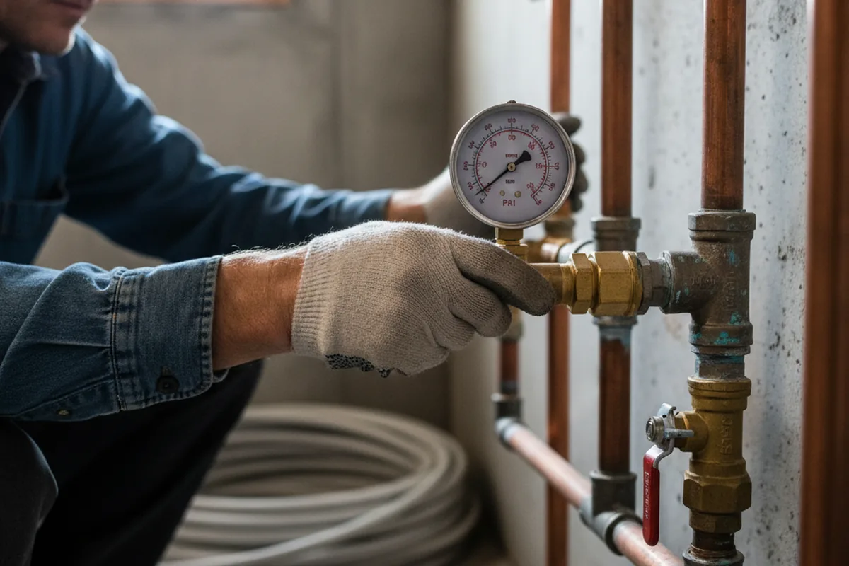 Pressure testing a repaired line during Water Line Repair in Longboat Key